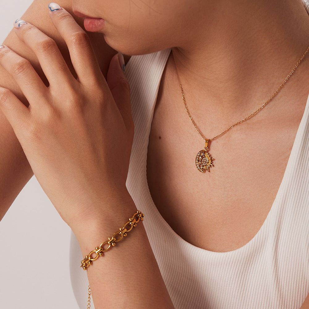 Collier "STELLA" plaqué or 18 carats et zircons naturels