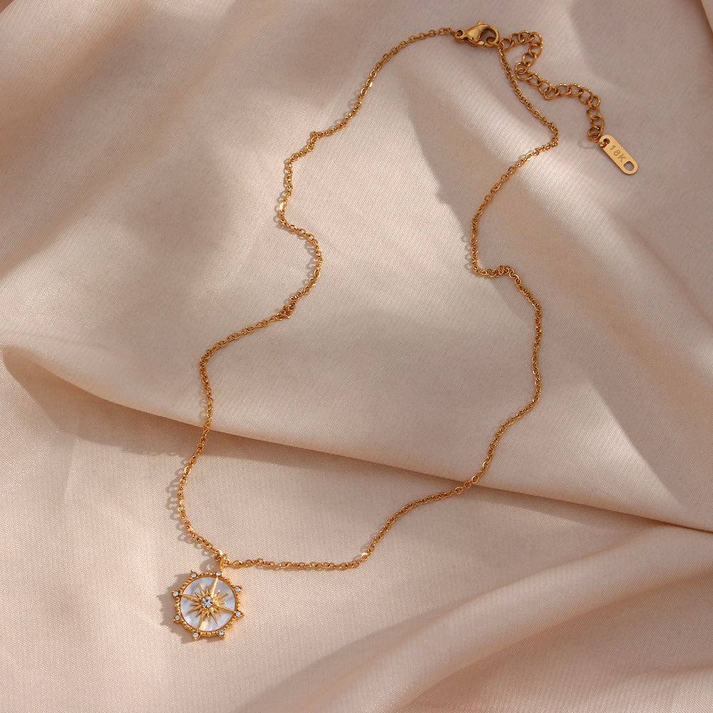 Collier "CELESTINA" plaqué or 18 carats avec zircons naturels