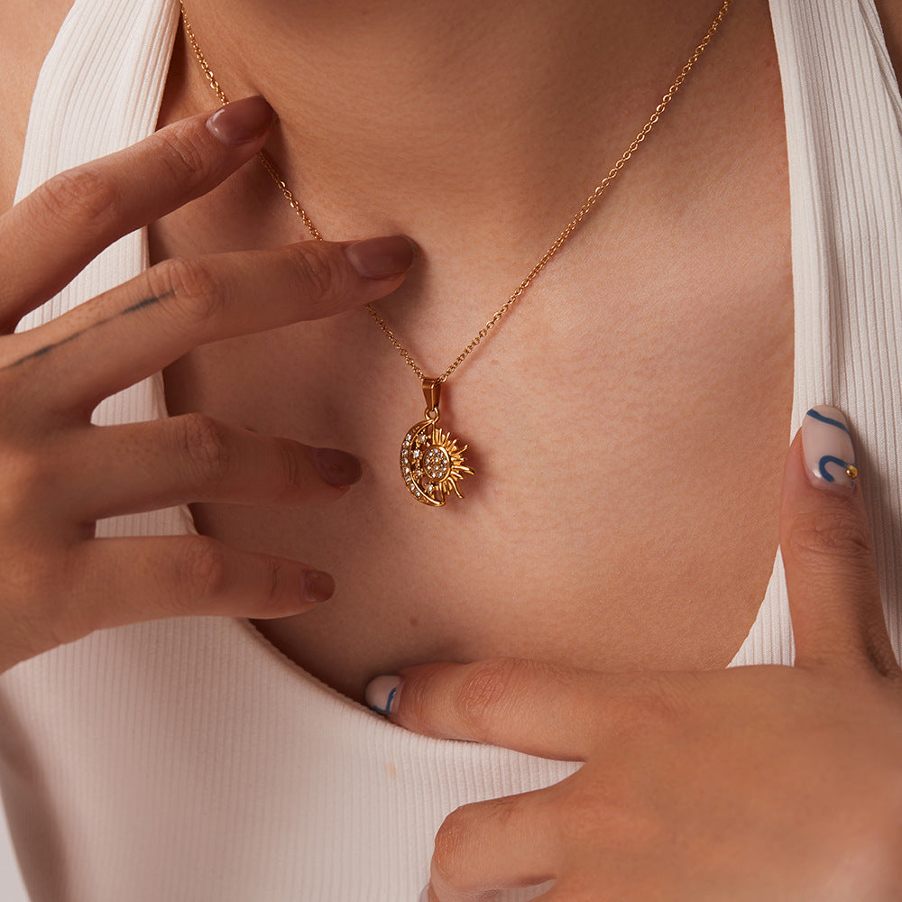 Collier "STELLA" plaqué or 18 carats et zircons naturels