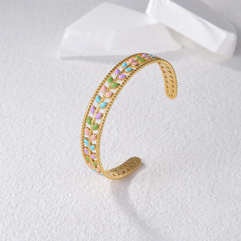 Bracelet jonc "CHIARA " en plaqué or 18 carats martelés