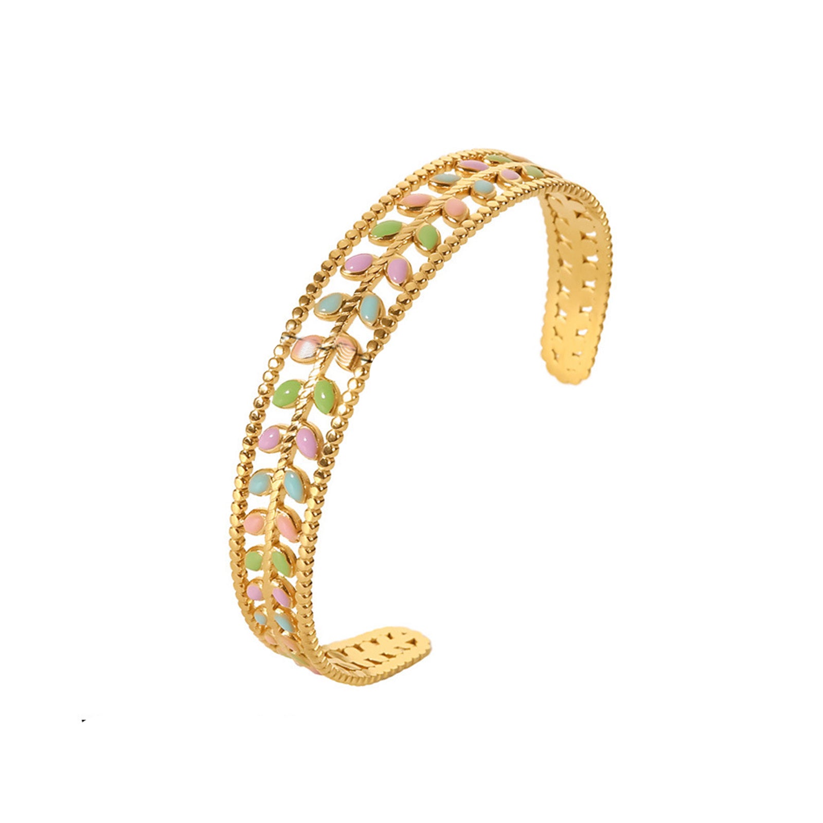 Bracelet jonc "CHIARA " en plaqué or 18 carats martelés