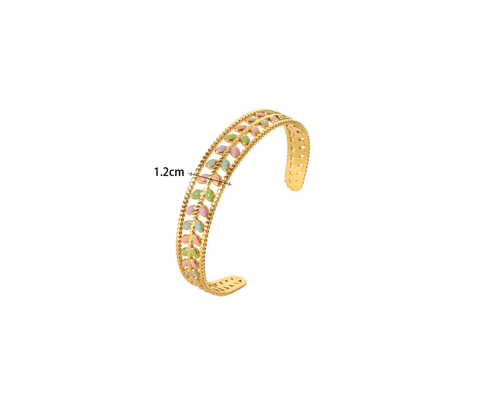 Bracelet jonc "CHIARA " en plaqué or 18 carats martelés
