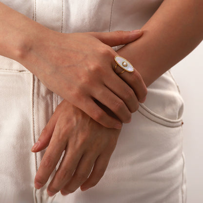 BAQUE &quot; LANA&quot; PLAQUE OR 18 CARATS ET NACRES NATURELLES